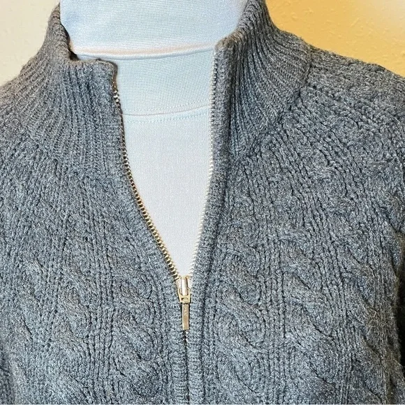 Gray Knitted Sweater Zipper Up by Karen Scott - Picture 3 of 12
